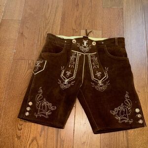 Men’s Schoneberger Traditional Bavarian Brown Suede Shorts US 36